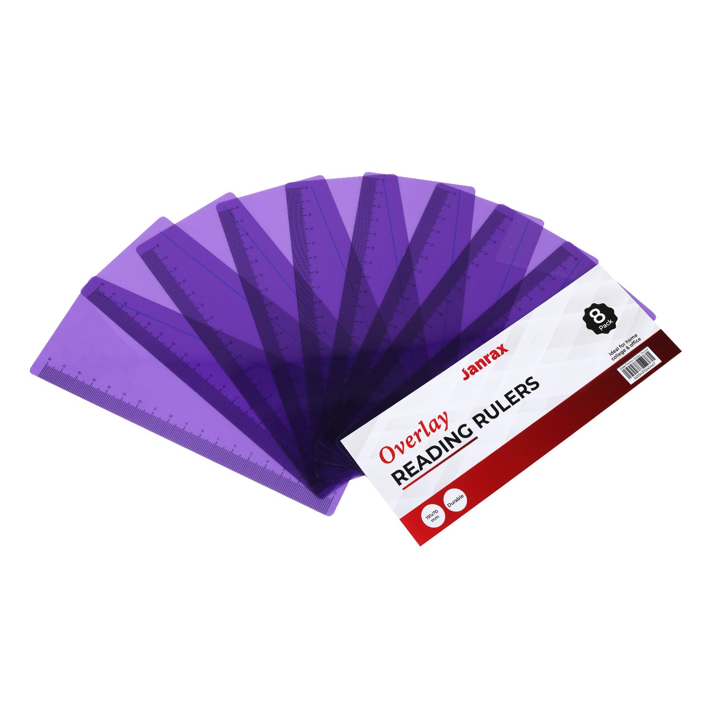 Pack of 24 Purple 191x70mm Dyslexia Overlay Reading Rulers – PET Material, Rounded Corners