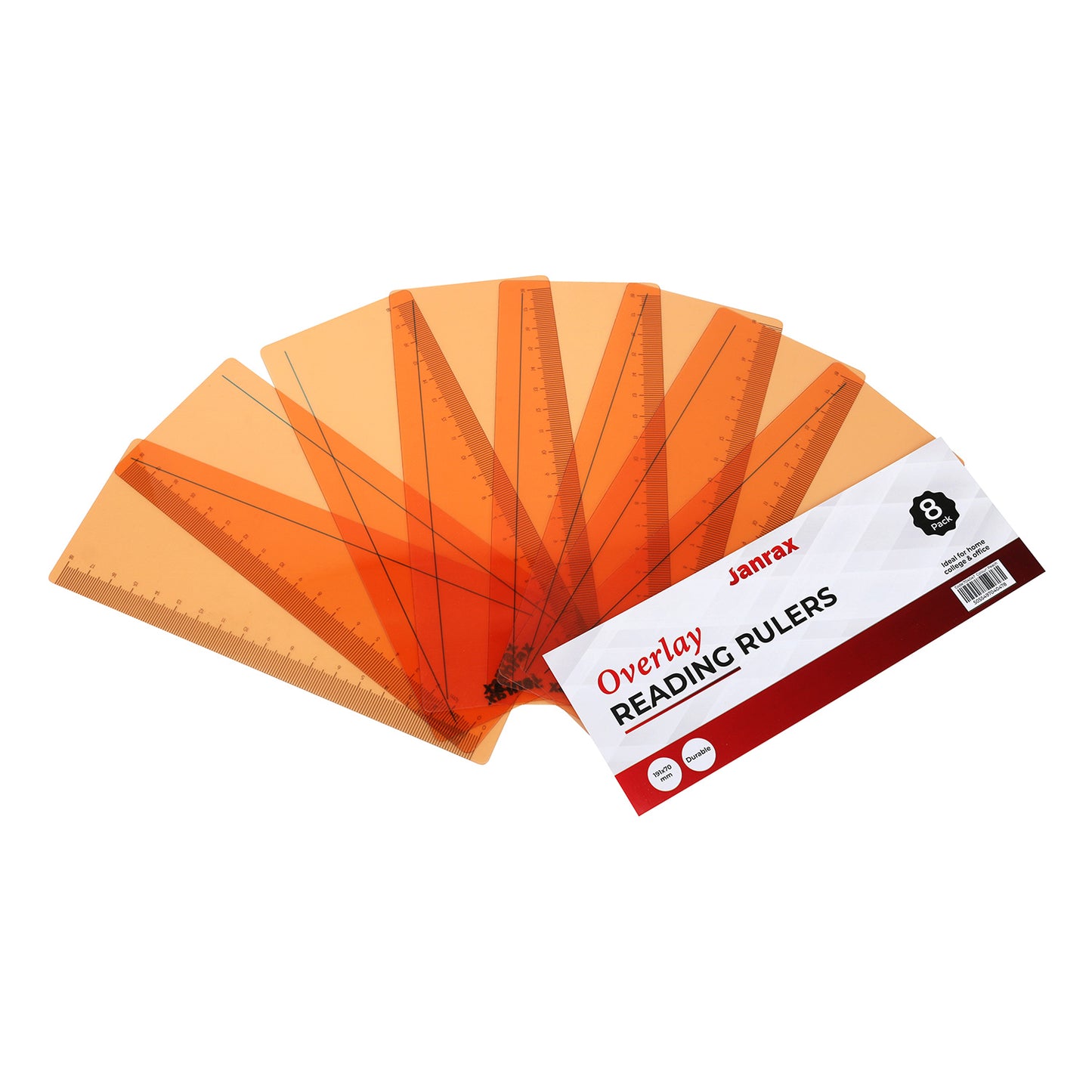 Pack of 16 Peach 191x70mm Dyslexia Overlay Reading Rulers – PET Material, Rounded Corners