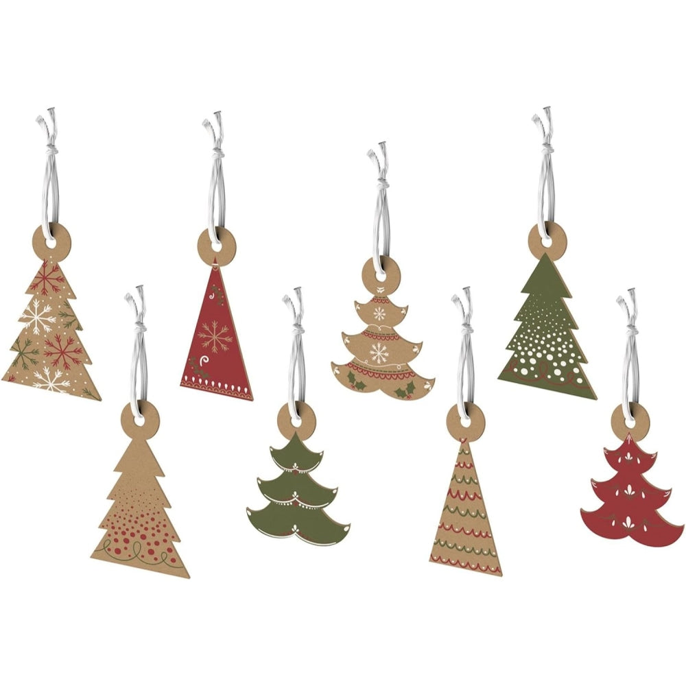 Pack of 8 12" Kraft Effect Tree Design Christmas Crackers