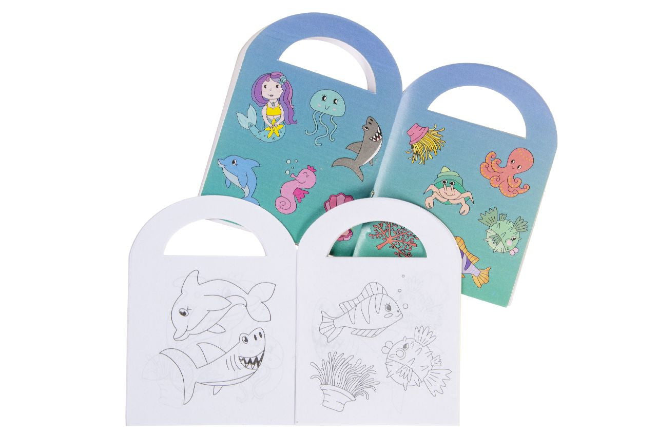 Sea Animals Coloring Mini Book with Stickers