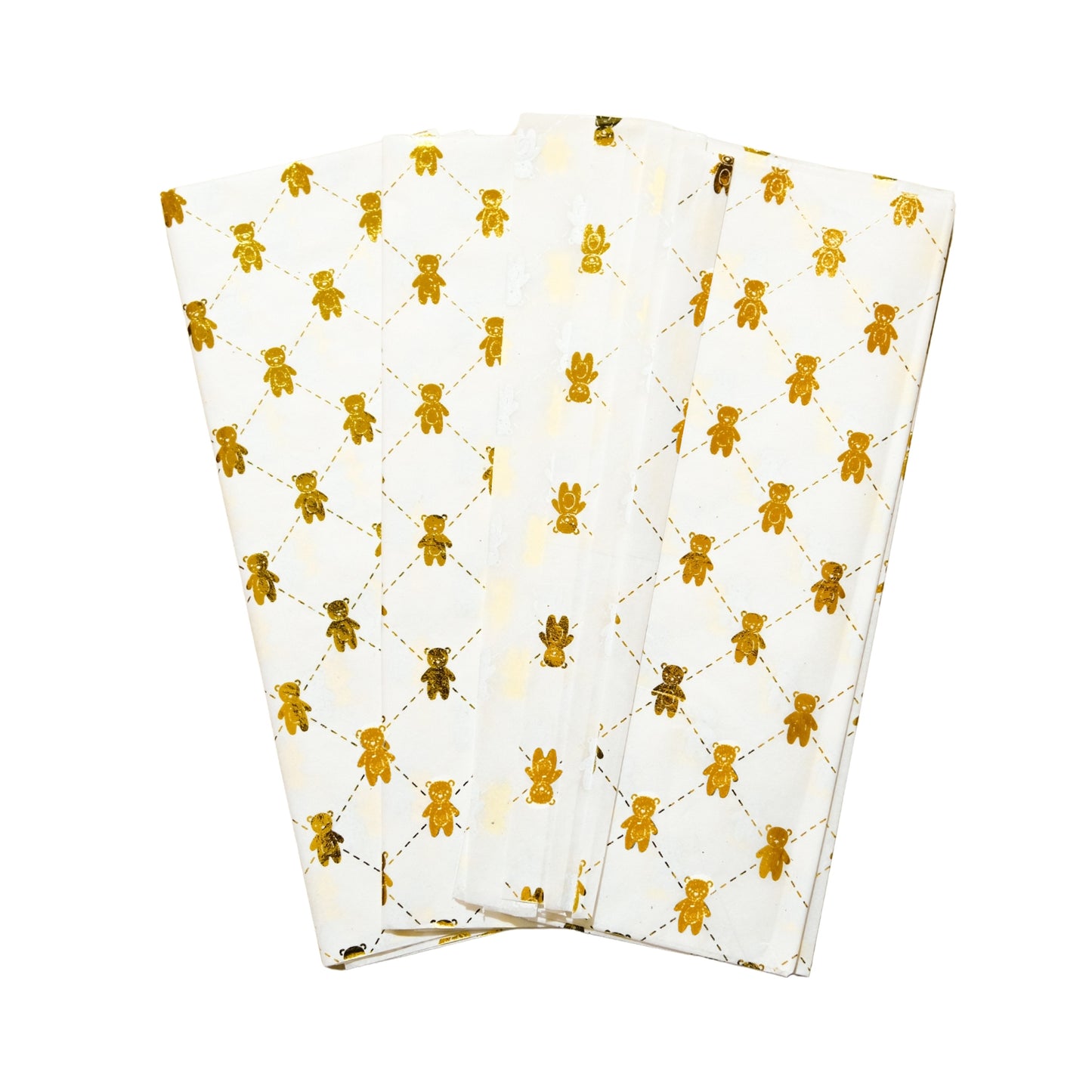 3 x Pack of 10 Teddy Bear Luxury Gold Metallic Plastic-Free 18gsm Tissue Paper Sheets 50x70cm - Patterned Tissue Paper for Xmas, New Year, Party, Wedding, Birthday Packing Present Gift Box DIY Art Crafts