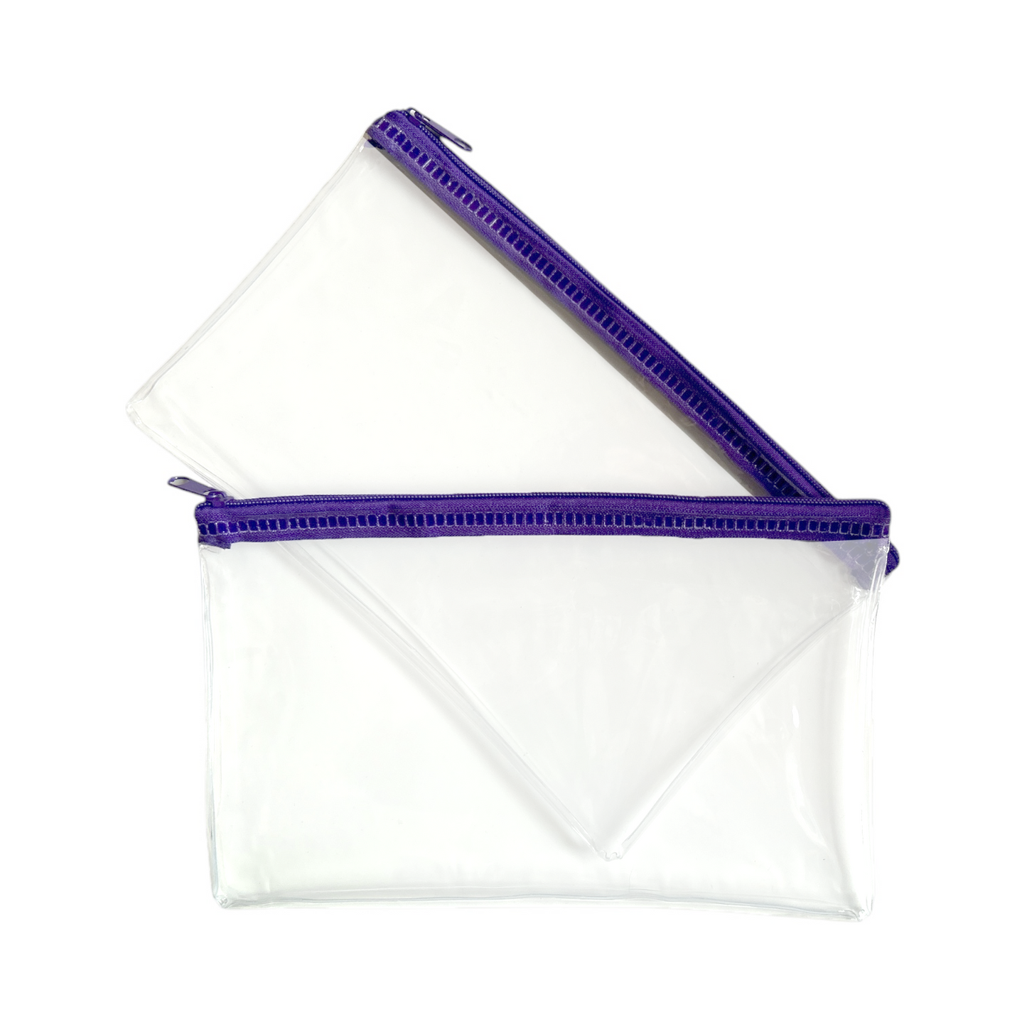 Pack of 2 Janrax 8x5" Purple Zip Clear Exam Pencil Cases
