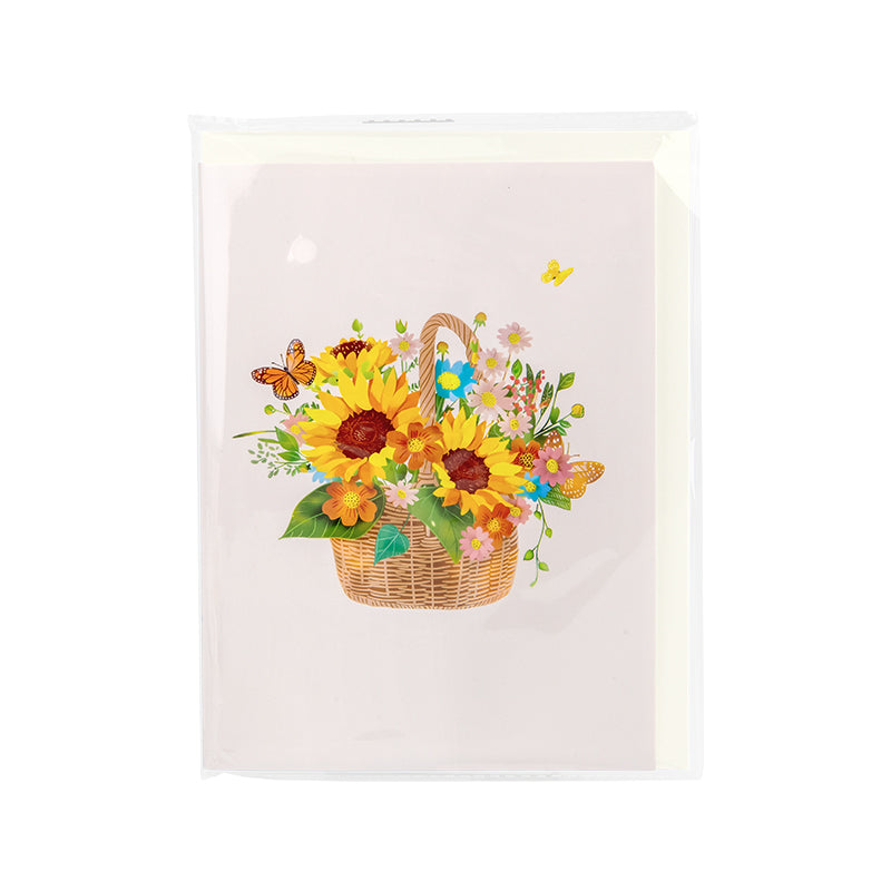 Sunflower Bloom Basket 3D Pop Up Greeting Card