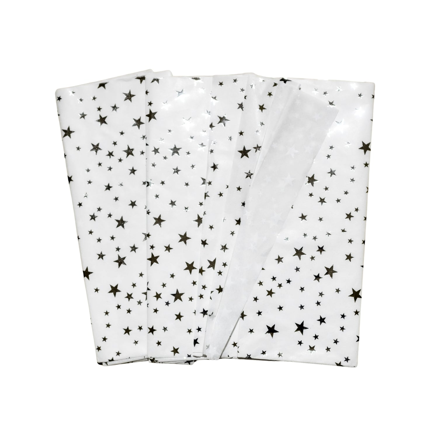 6 x Pack of 10 Stars Luxury Silver Metallic Plastic-Free 18gsm Tissue Paper Sheets 50x70cm - Patterned Tissue Paper for Xmas, New Year, Party, Wedding, Birthday Packing Present Gift Box DIY Art Crafts