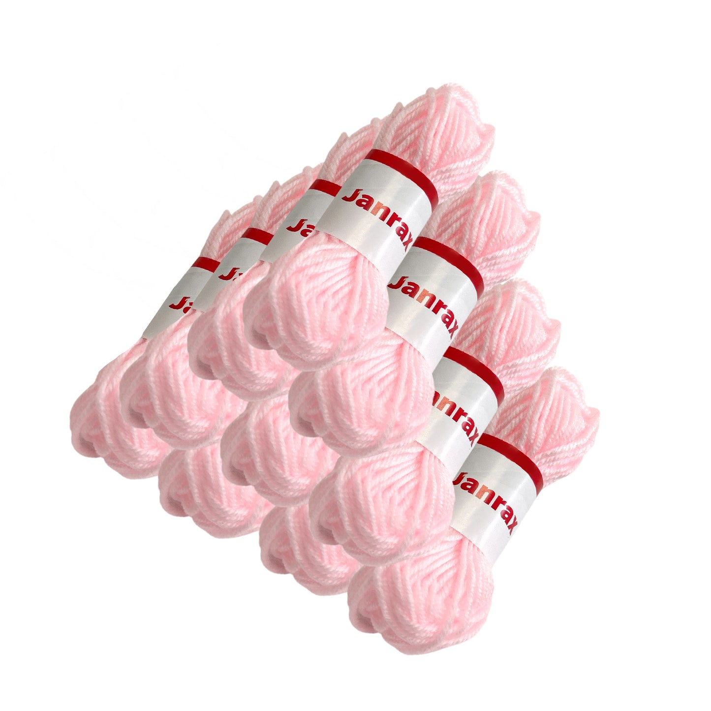 Pack of 5 Pastel Pink Acrylic Yarn Rolls – 10g each, 4 Strand 8 Ply Knitting Wool