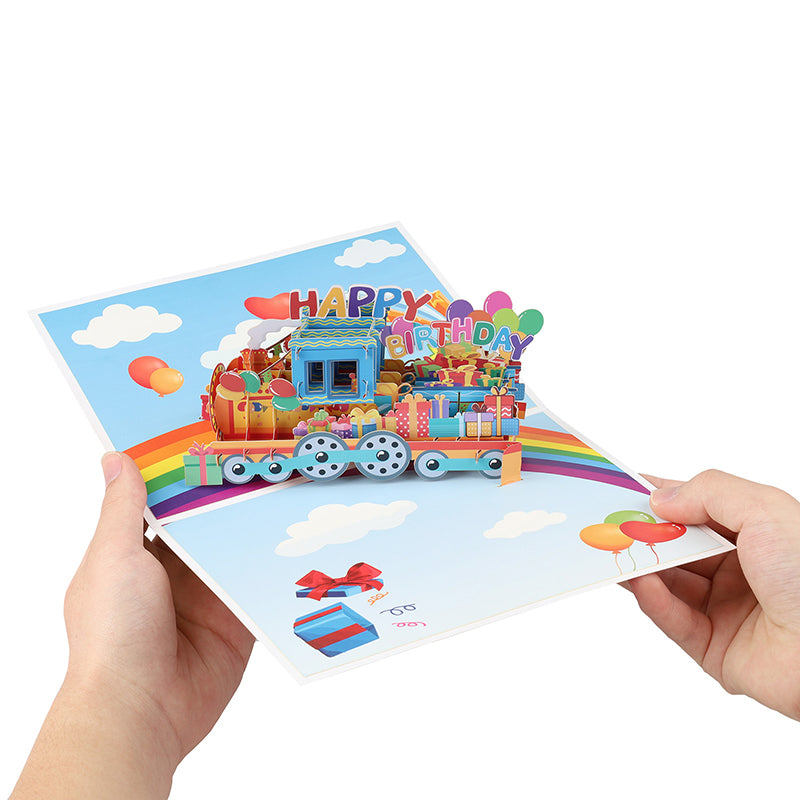 Party on Track 3D Pop Up Train Birthday Card
