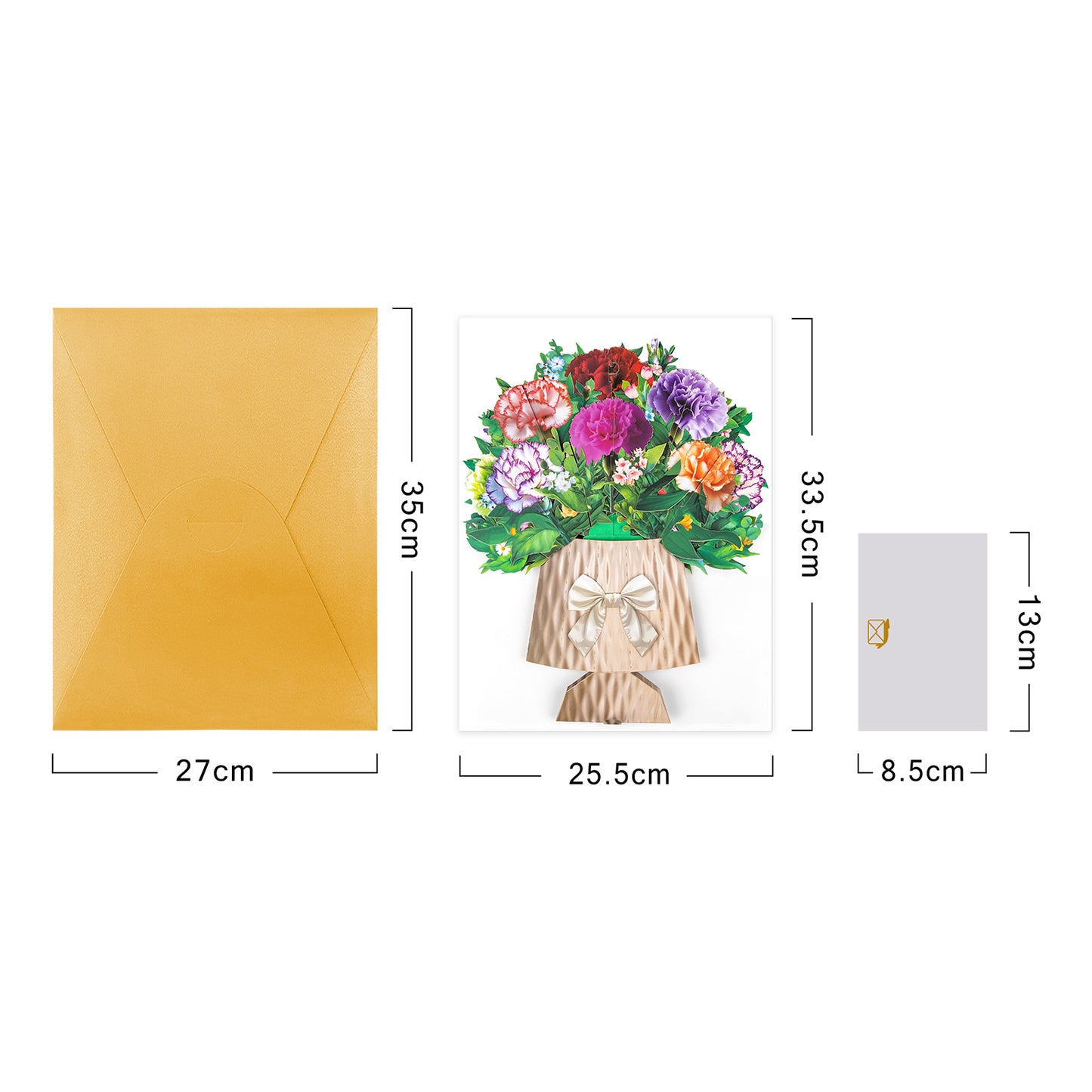 Elegant Carnation Bouquet Gift Design 3D Pop Up Card