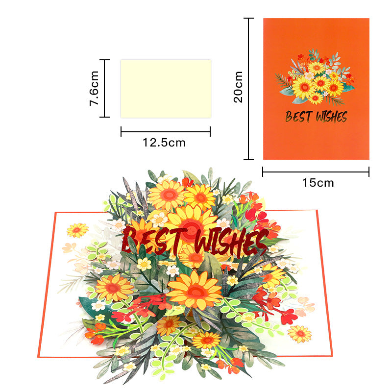 Sunflower Charm Orange 3D Pop Up Greeting Card