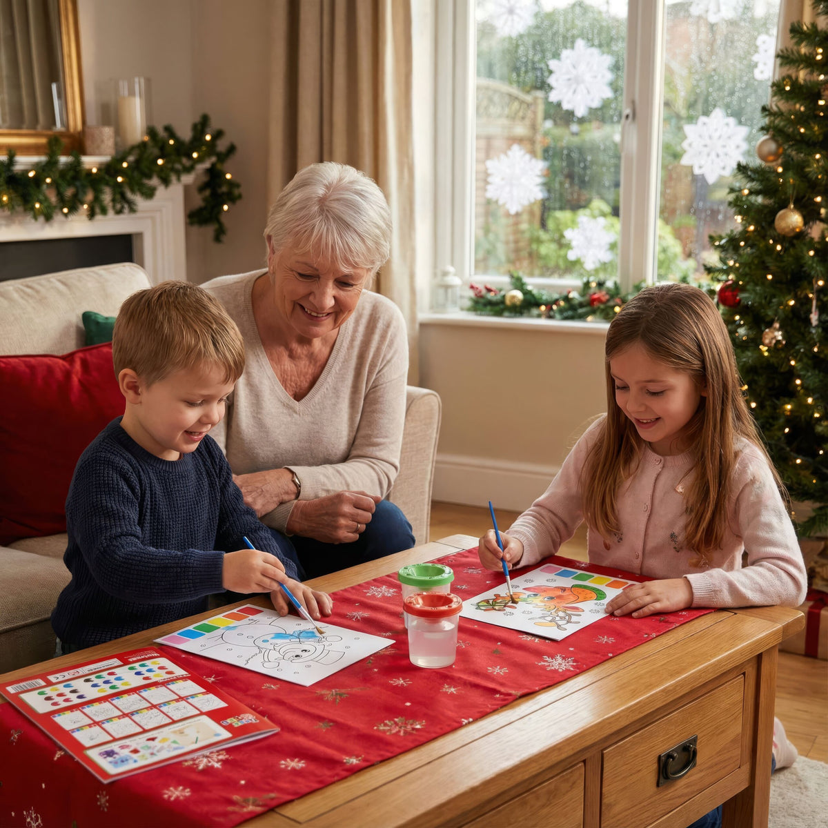 Pack of 12 Christmas Water Colouring Set (21cm x 15cm)