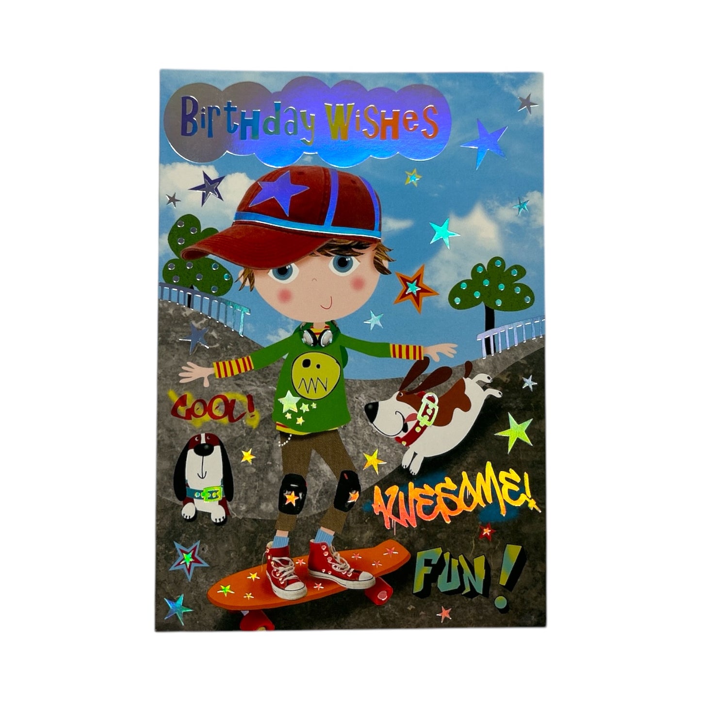 Trendy Pops Boy On Hoverboard Design Juvenile Open Birthday Card