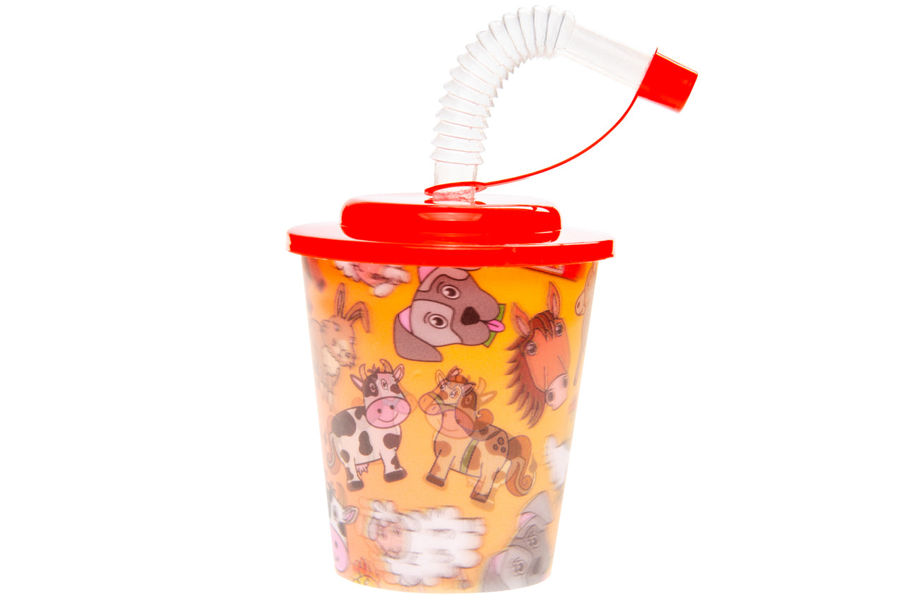 Farm Animals 3D Cup With Straw and Lid
