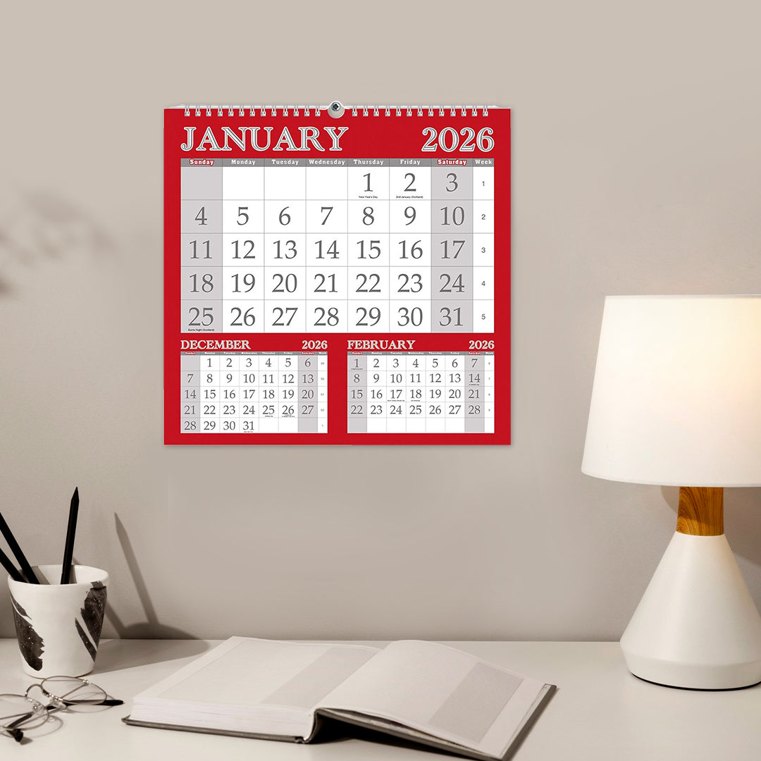 Slim Month To View Calendar 2026 – 143mm x 417mm