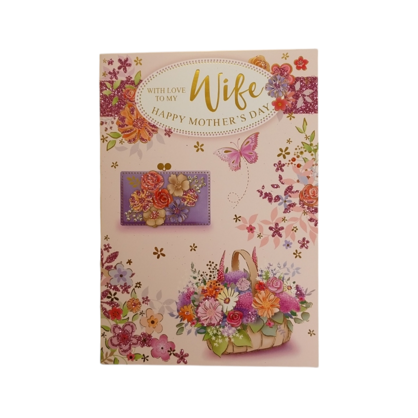 To My Wife Pastel Flowers Wallet Design Mother's Day Card
