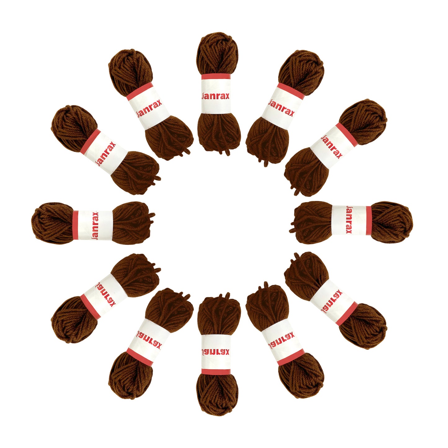 Pack of 5 Brown Acrylic Yarn Rolls – 10g each, 4 Strand 8 Ply Knitting Wool