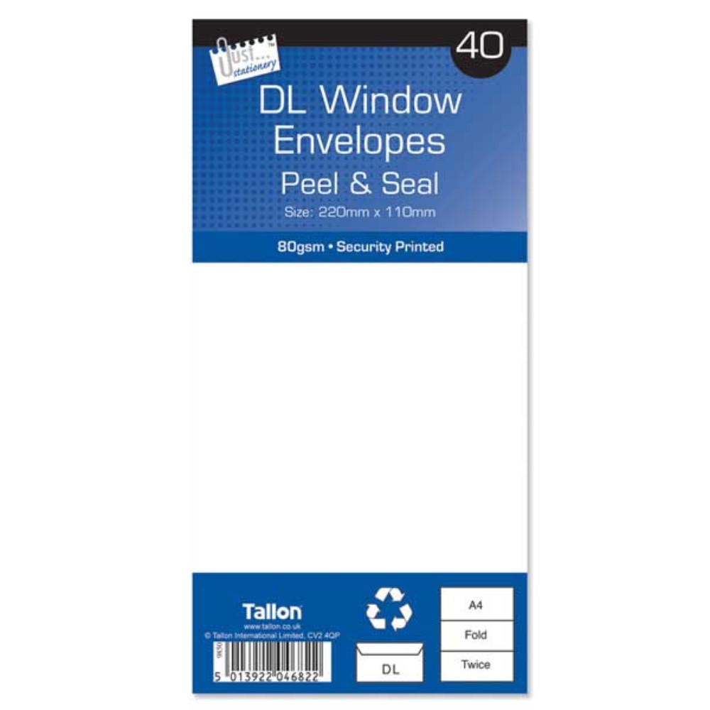 40 DL Window Peel & Seal Envelopes