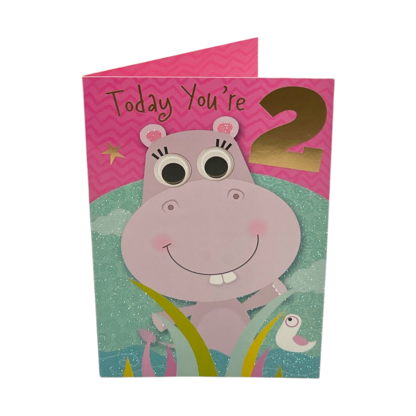 Age 02 Female Juvenile Funny Hippopotamus Birthday Card