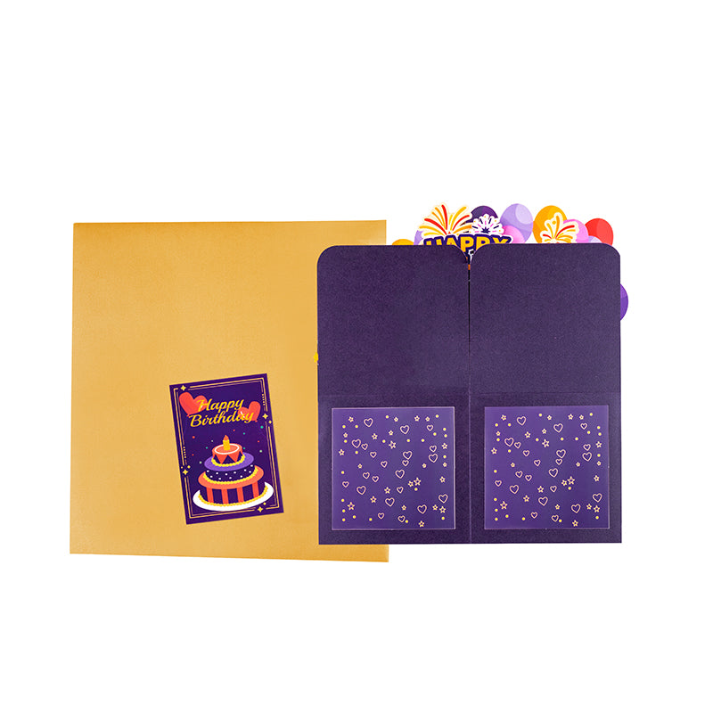 Fireworks Vivid Purple 3D Pop Up Birthday Box Card