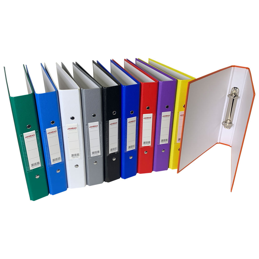 Pack of 10 A5 Green Paper Over Board Ring Binders by Janrax