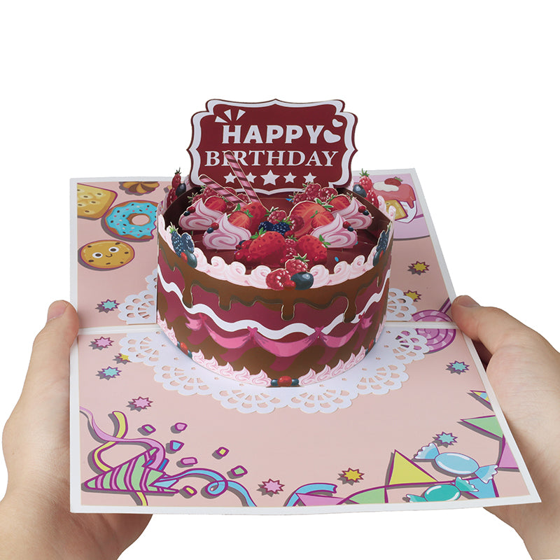 Berry Bliss 3D Birthday Cake Pop Up Card