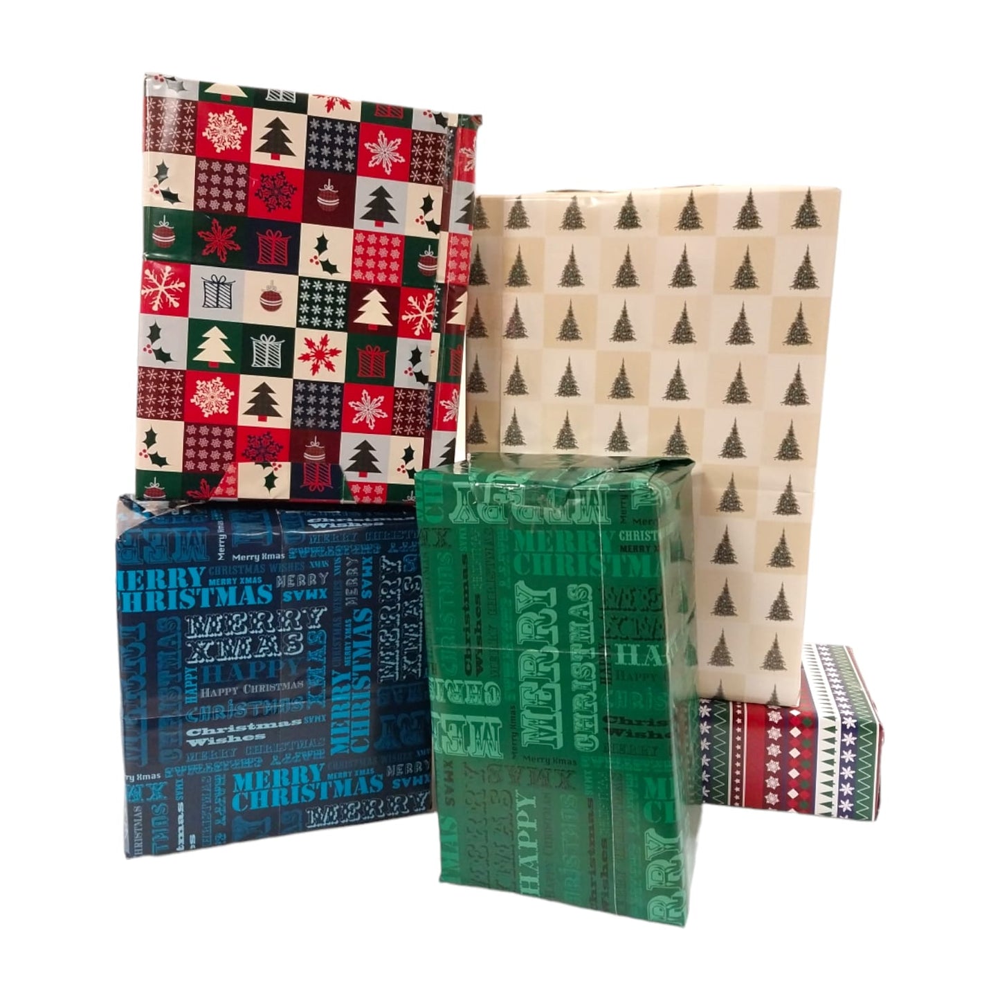 10 Sheets of Soft Touch Foiled Christmas Wrapping Paper - Gift Wrap and Tags