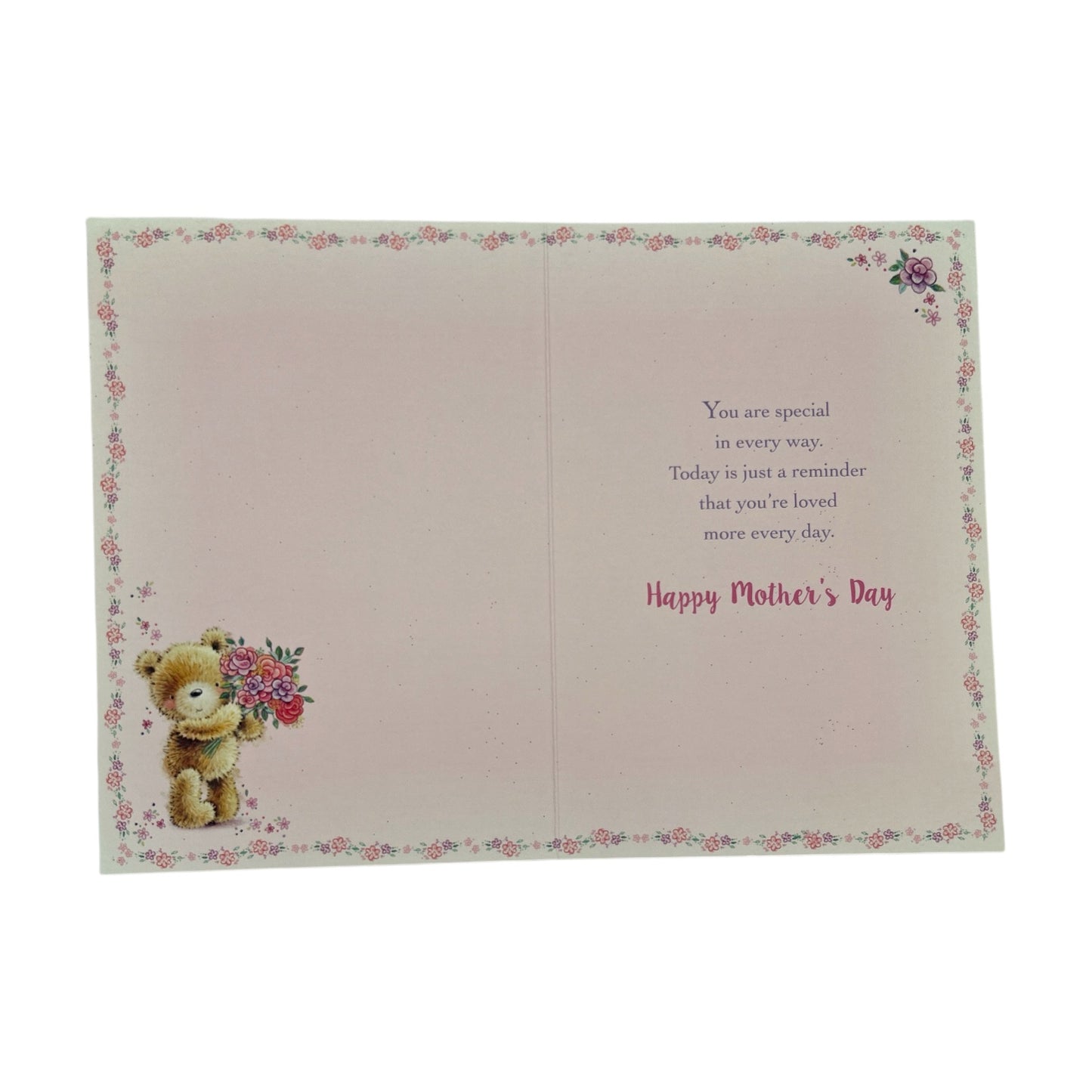 Just For You Teddy Holding Bouquet Design Mother's Day Card