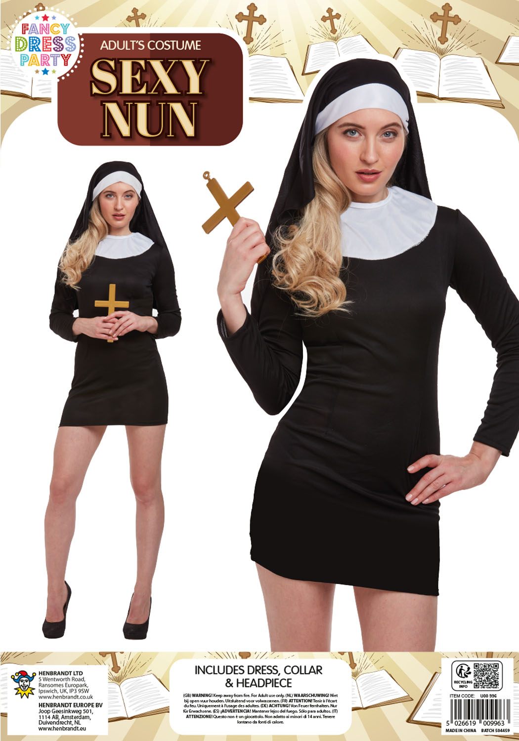 Adult Sexy Nun Fancy Dress Costume