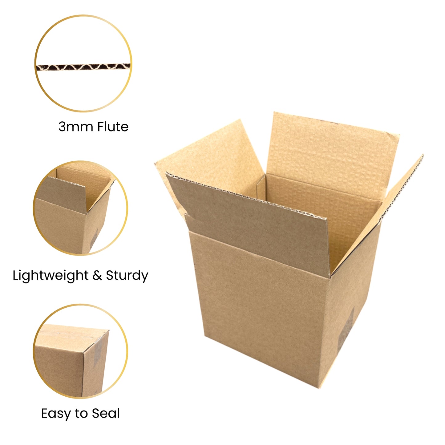 Pack of 10 Cardboard Packing Boxes 16x16x16cm — 3mm Corrugated Flute