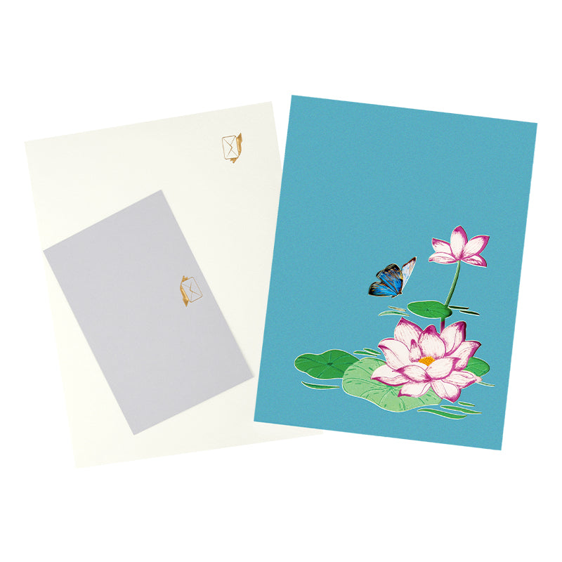 Floating Grace Pink Lotus Pop Up Greeting Card