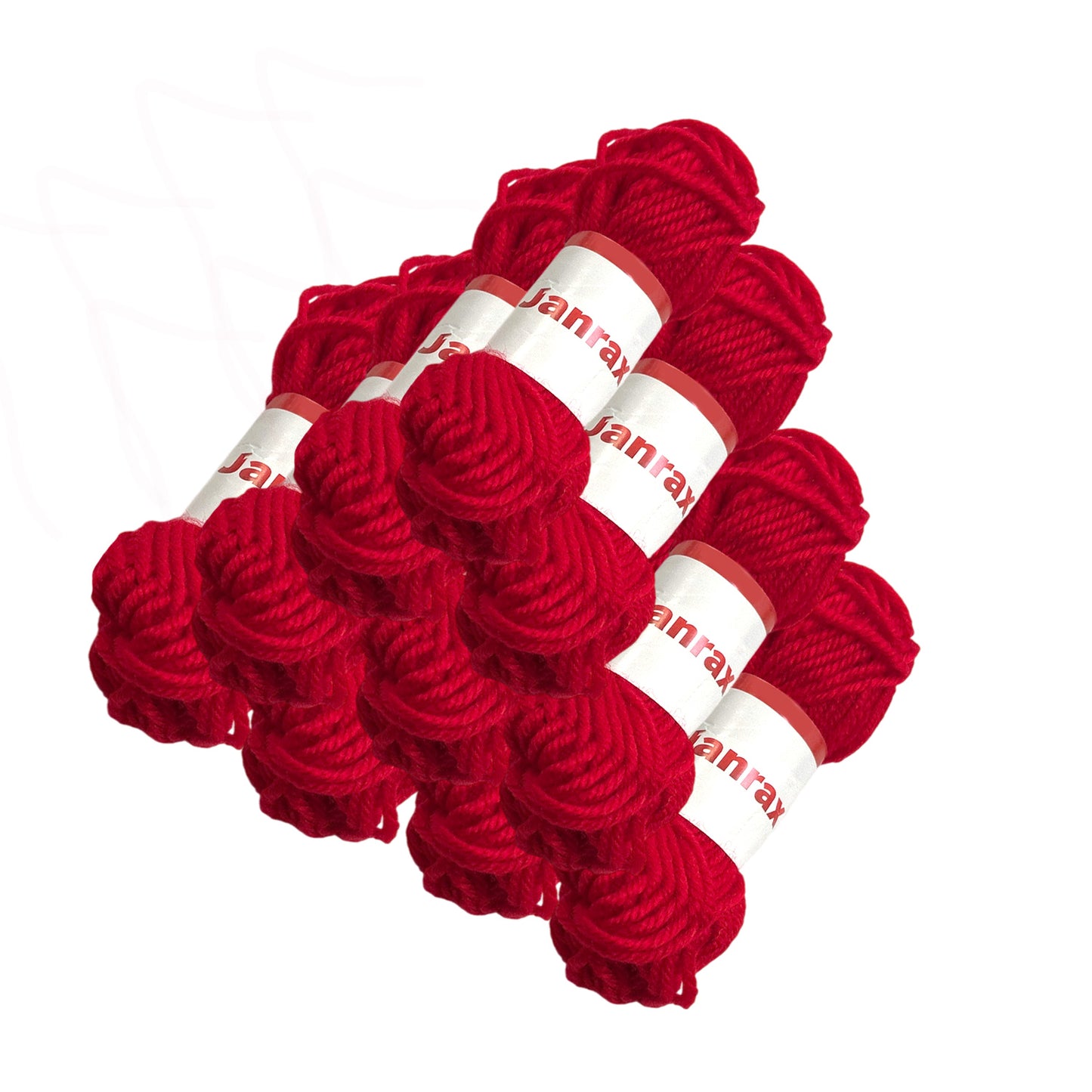 Pack of 5 Red Acrylic Yarn Rolls – 10g each, 4 Strand 8 Ply Knitting Wool