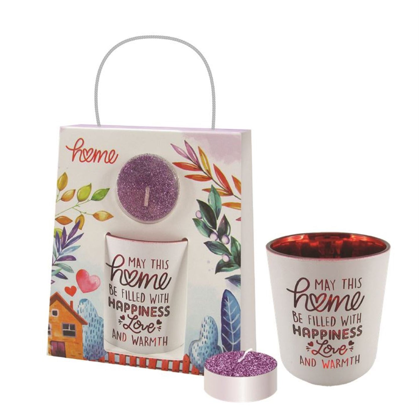 Home Glass Sentiment Tealight Candle Holder with Bag