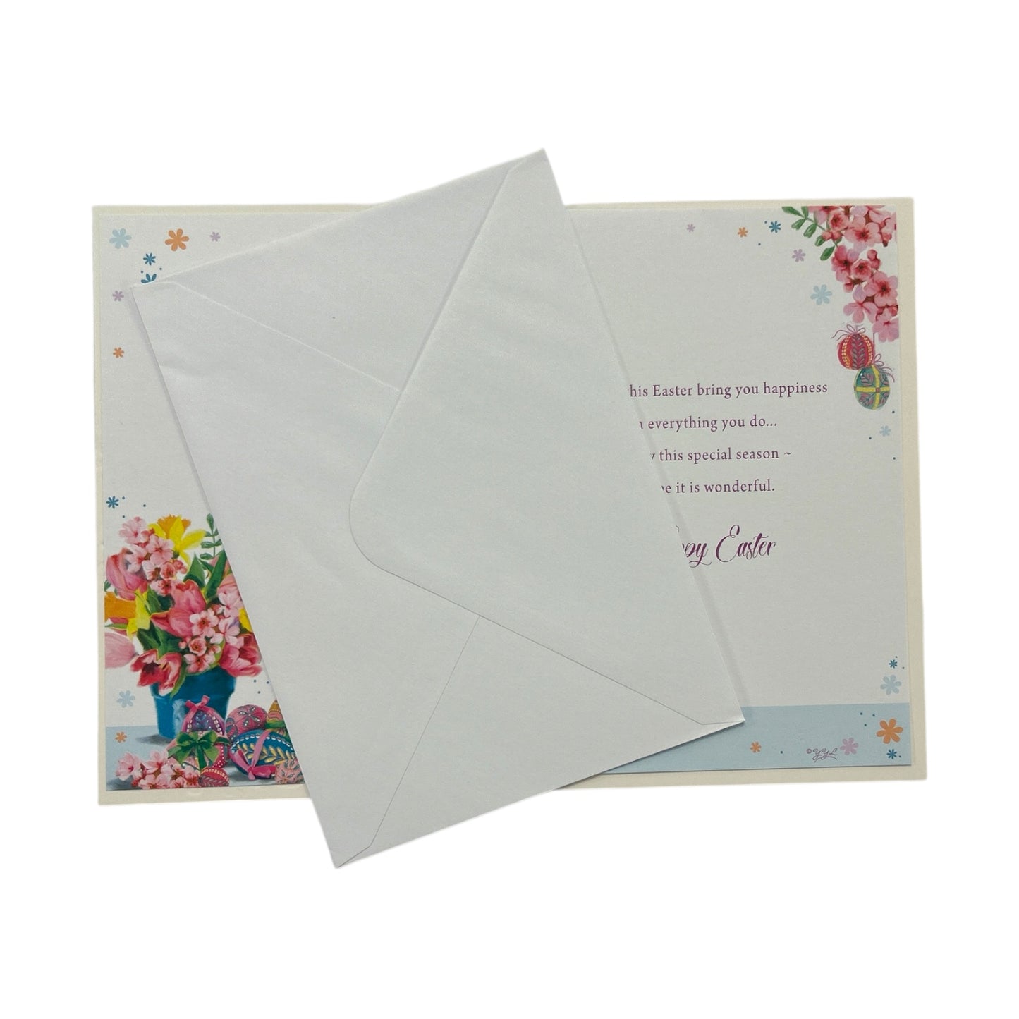 To All The Family Beautiful Flower Pot With Eggs Design Easter Card