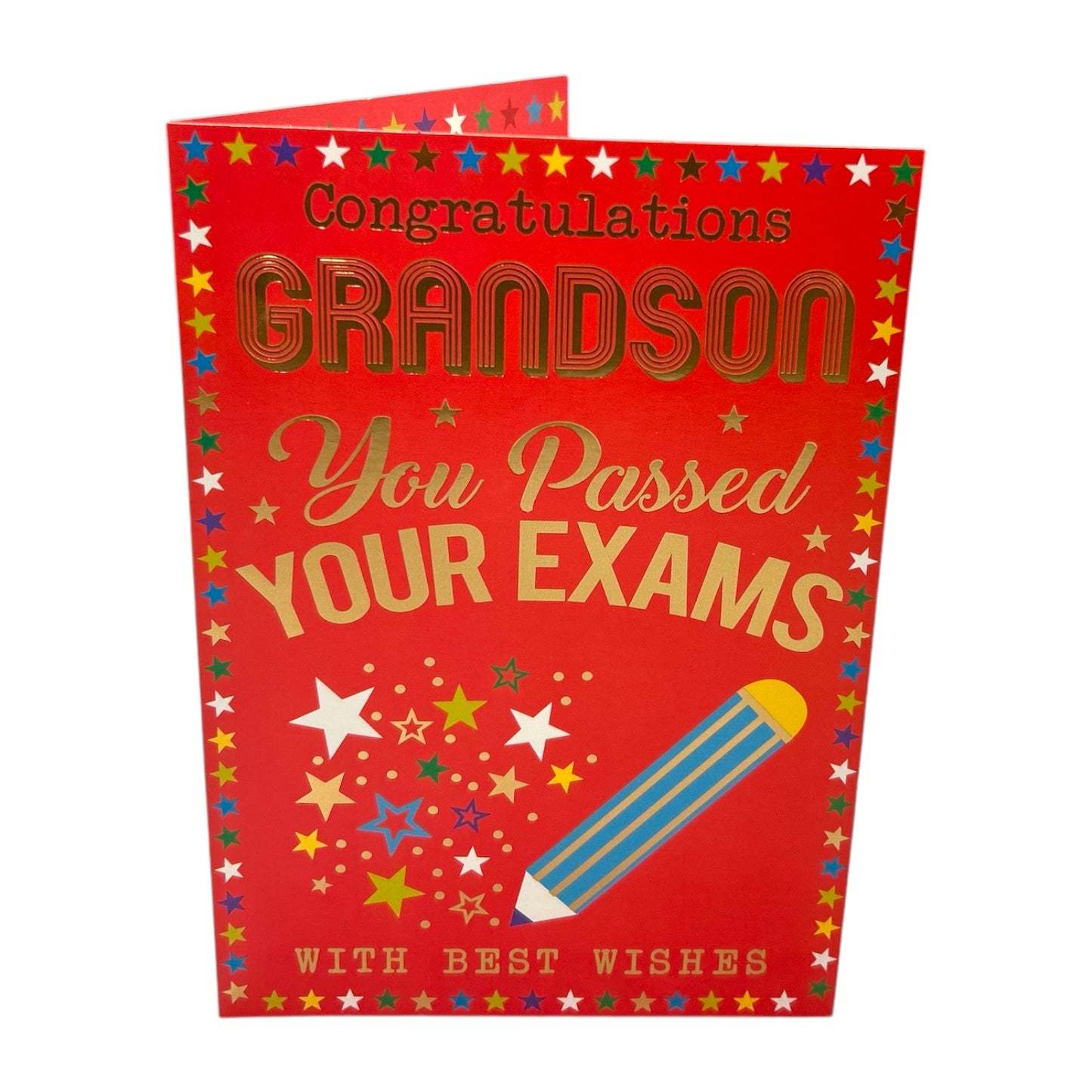 To Grandson You Passed Your Exam Multi Stars Design Congratulations Card