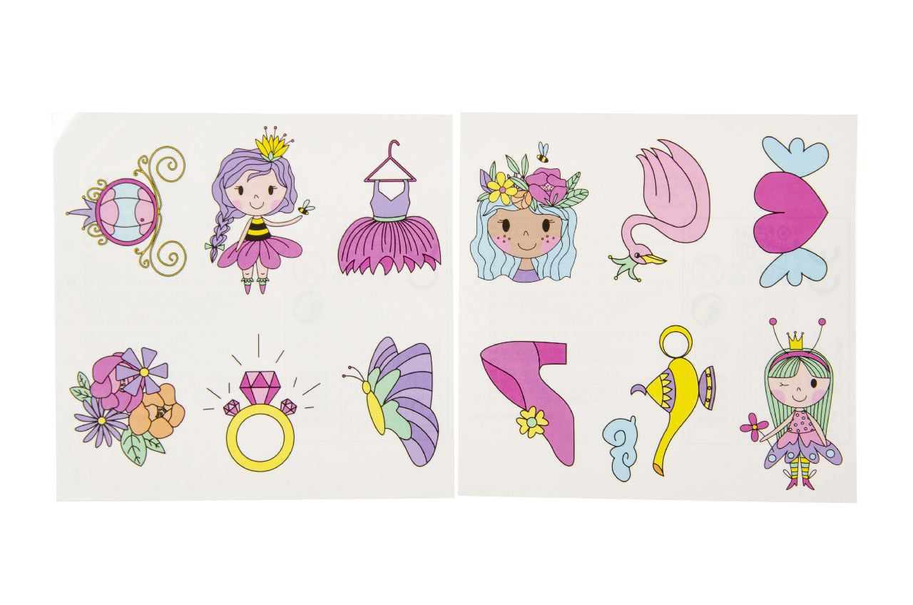 96 Pack of 6 Pieces Princess Tattoos