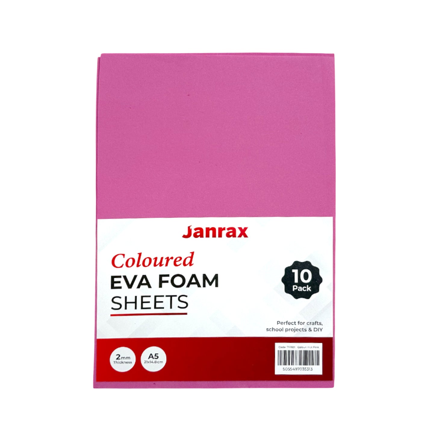 Pack of 10 A5 Hot Pink Coloured Eva Foam Sheets