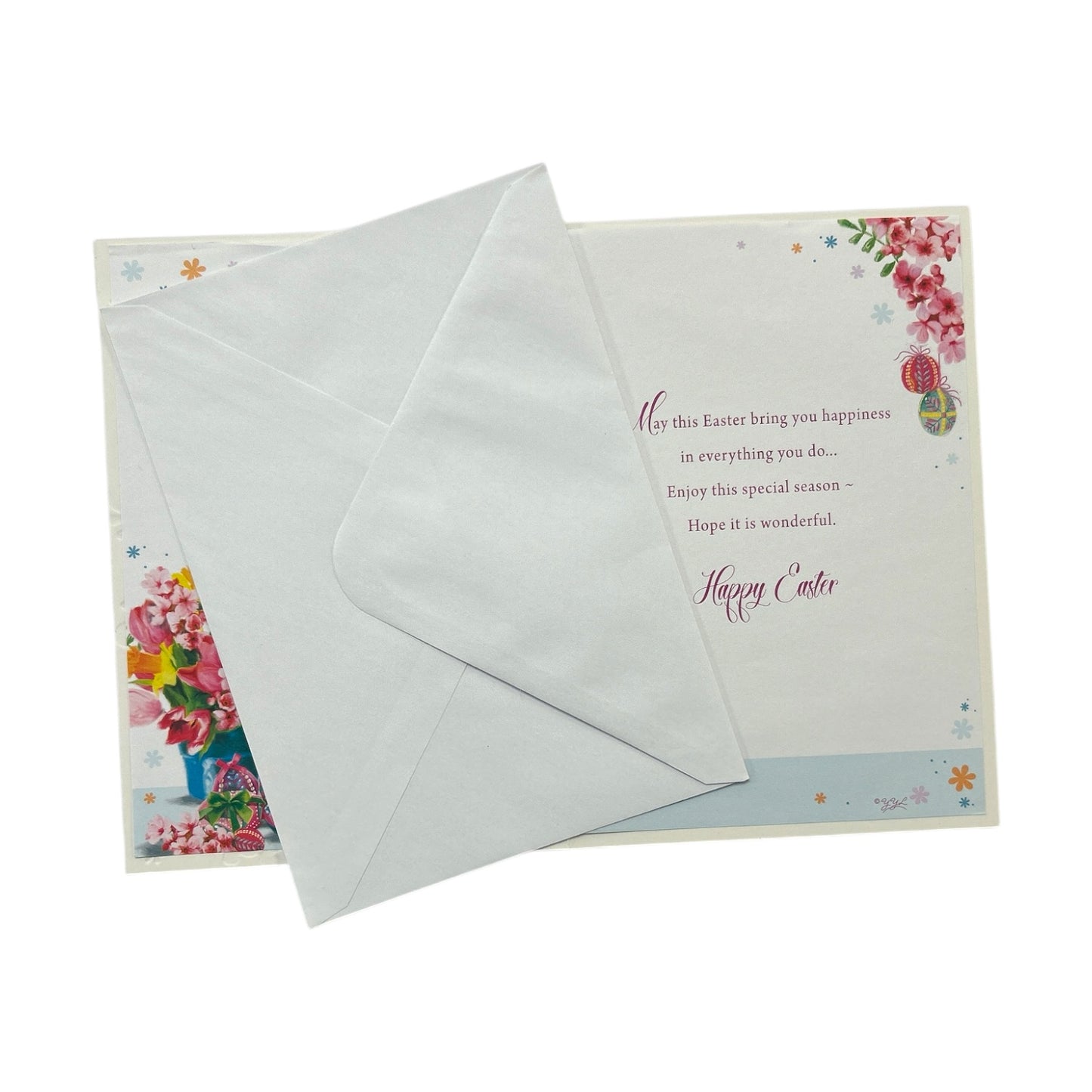 Beautiful Flower Pot With Eggs Design Easter Card