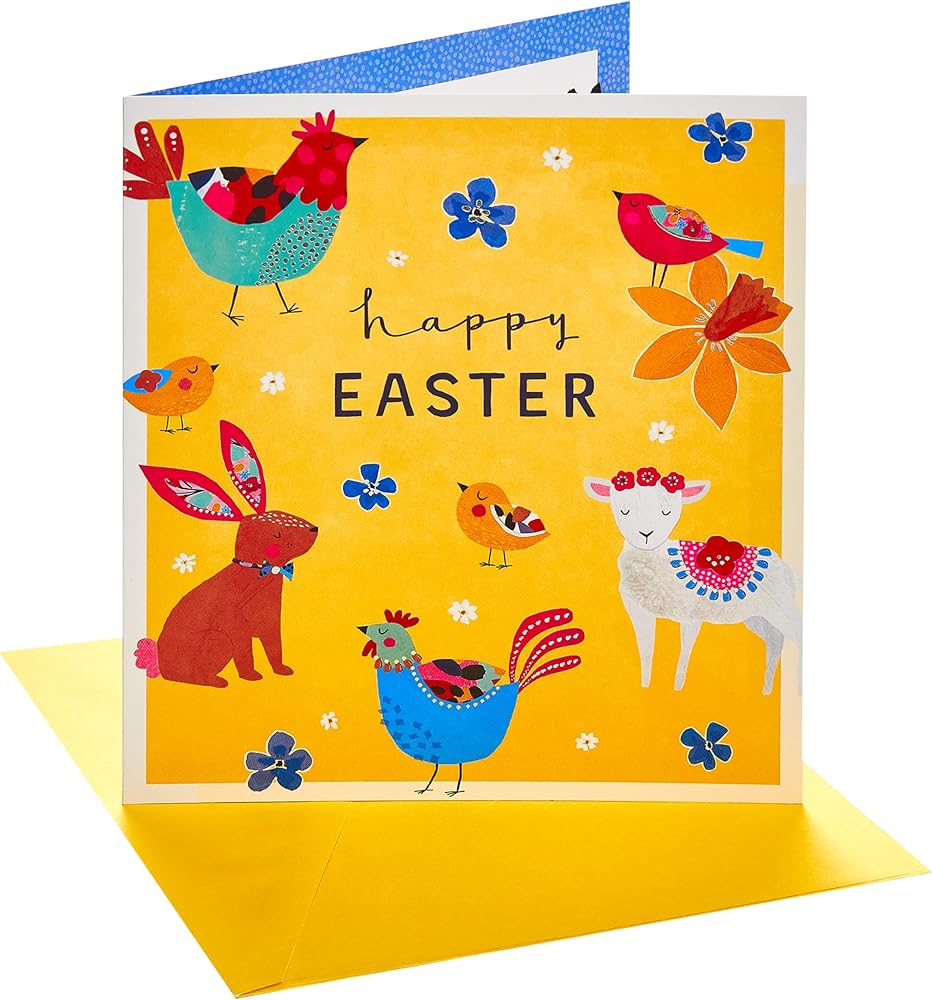 Pomegranate Bloom Animals Design Easter Card
