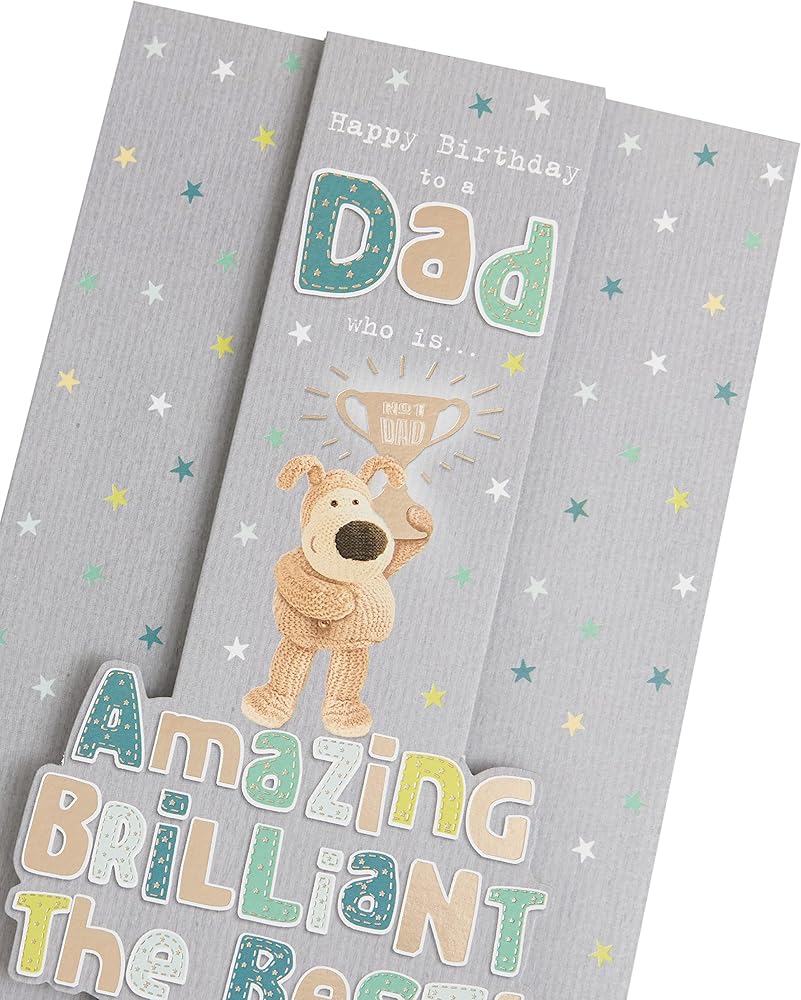 Boofle Holding Trophy Dad Birthday Card