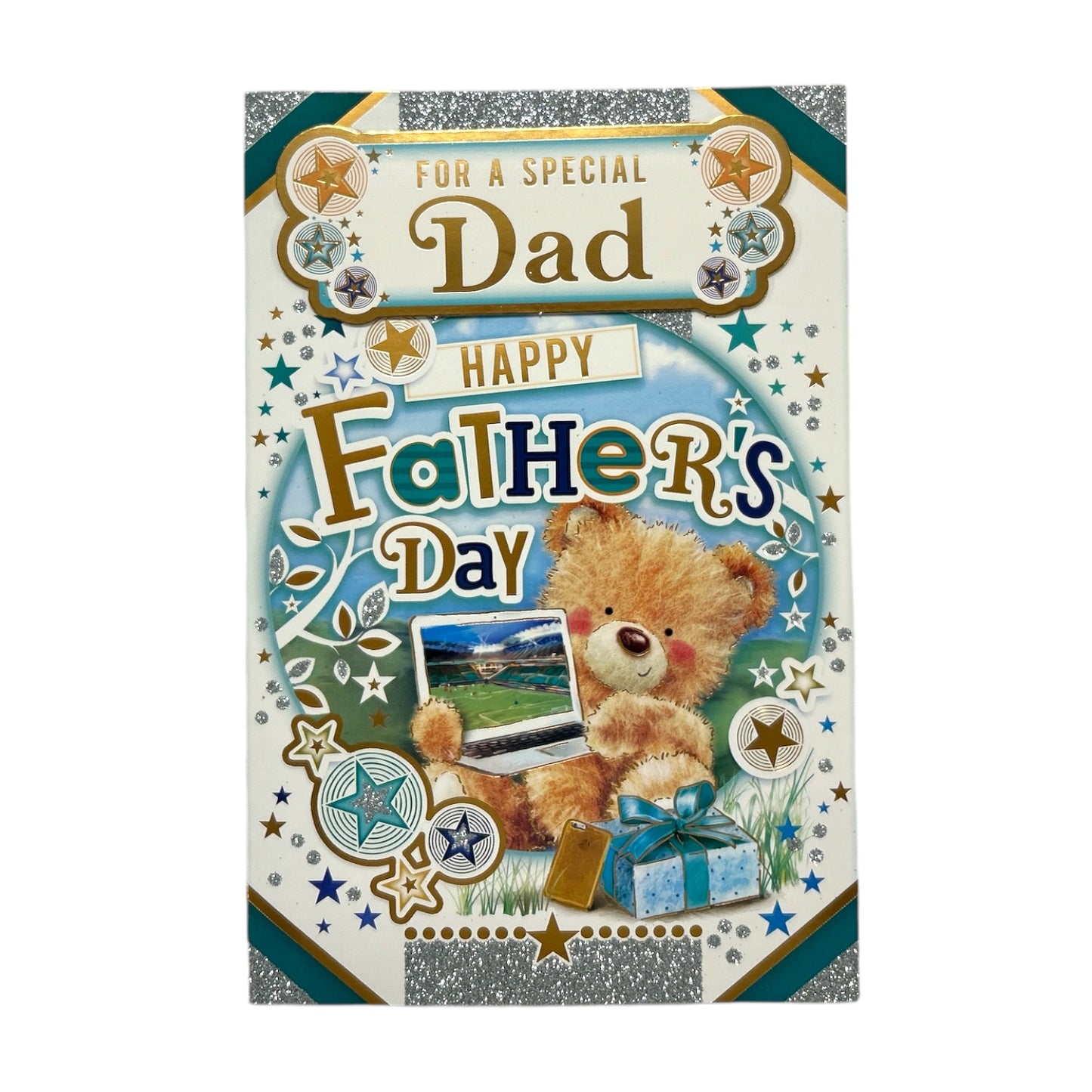 For A Special Dad Teddy With Laptop Design Father's Day Card