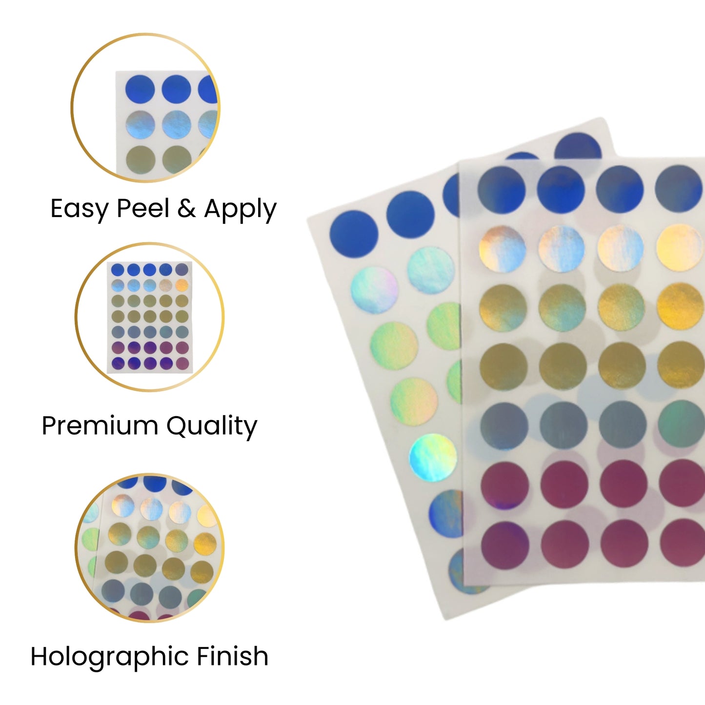 Pack of 70 Holographic 13mm Self-Adhesive Round Labels