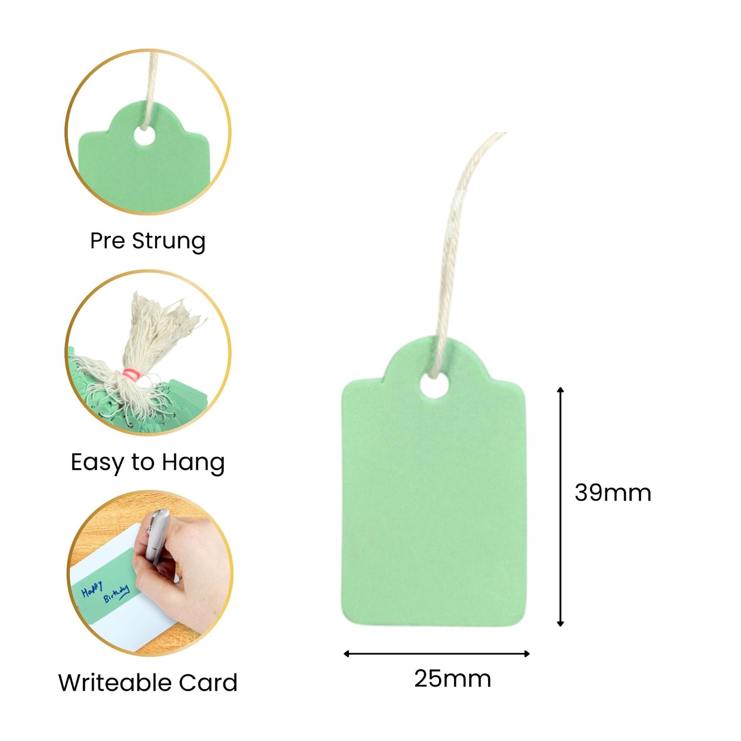 Pack of 100 Medium Purple Strung Tags 25 x 39mm