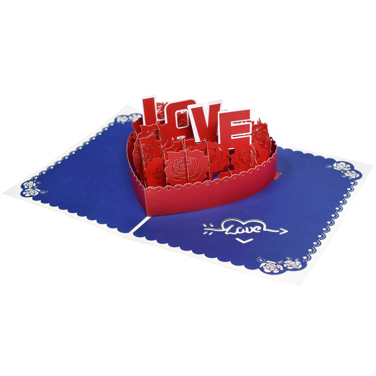 Roses Love Heart Deign 3D Pop Up Valentine’s Day Card
