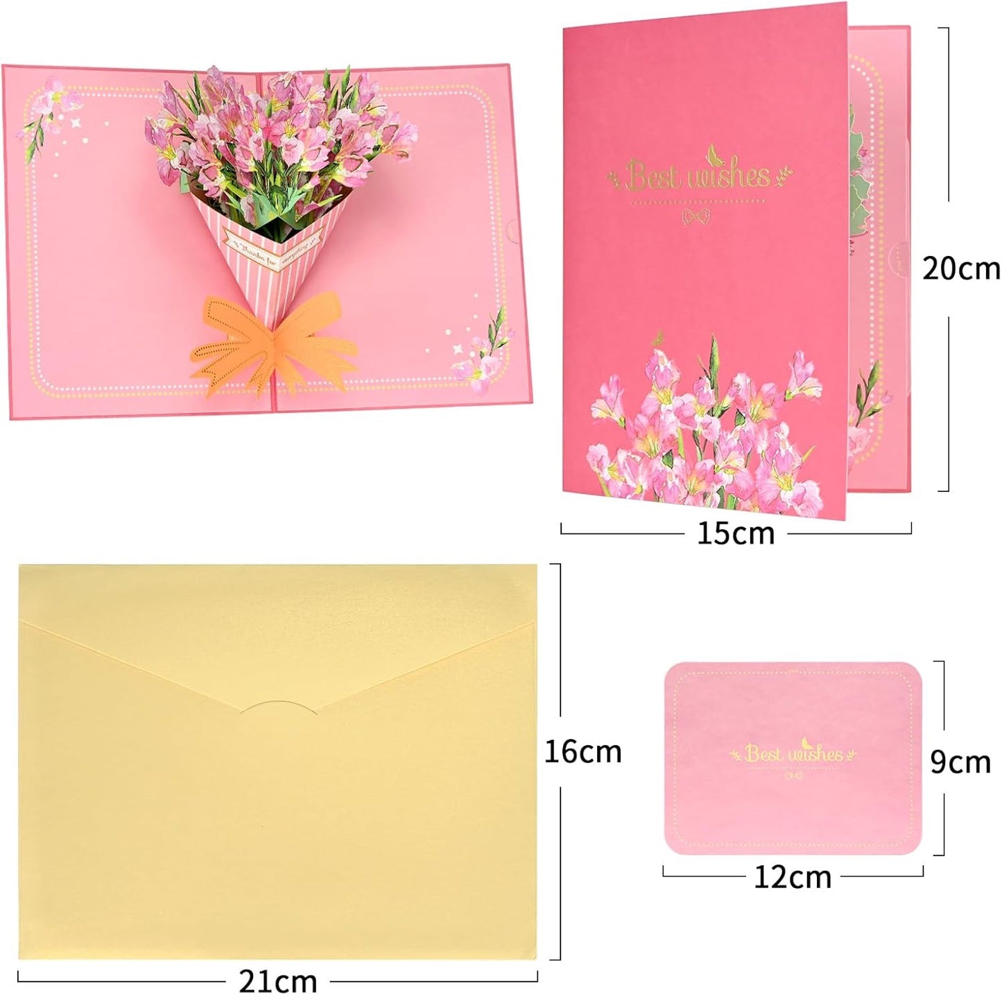 Elegant Gladiolus Bouquet 3D Pop Up Greeting Card - Wedding Birthday Mother's Day Anniversary