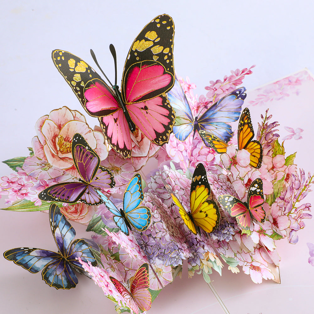 Pink Butterfly 3D Pop Up Greeting Card