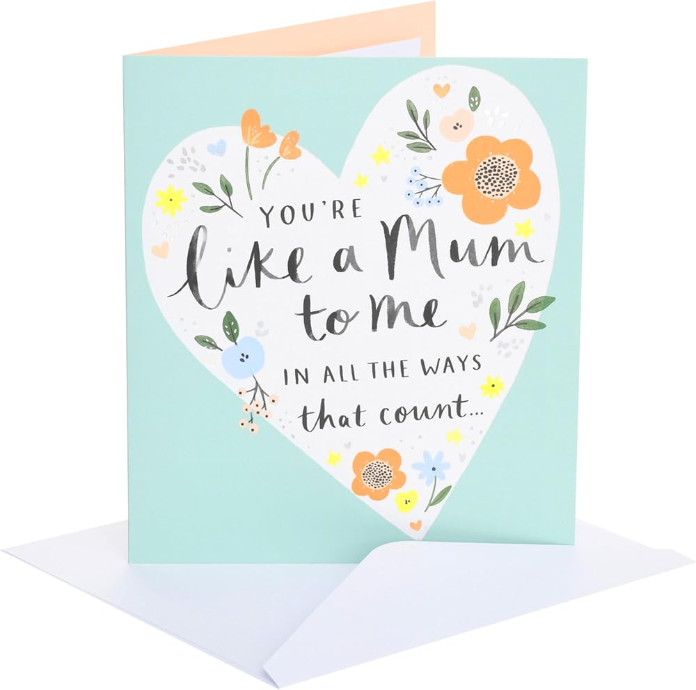 Big Heart with Flowers Design Like A Mum To Me Mother's Day Card