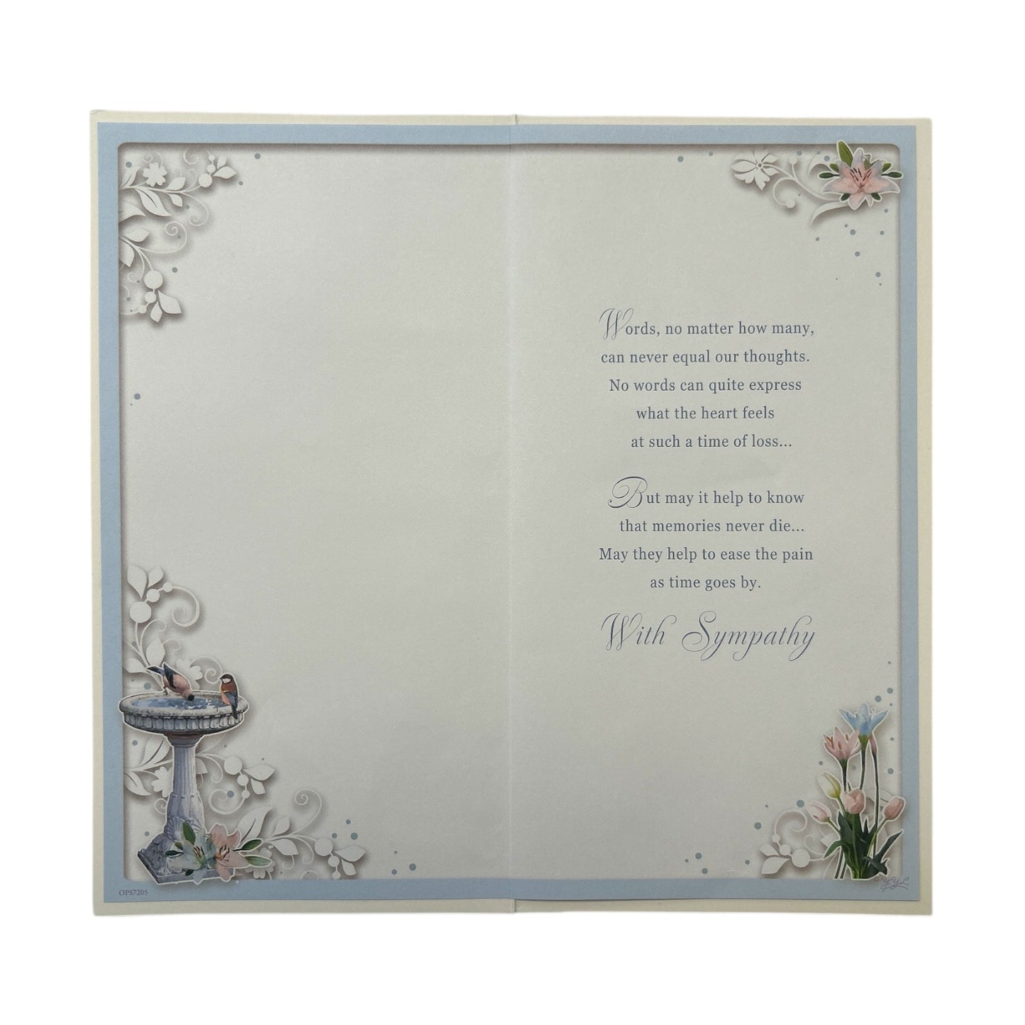 Loss of Nan Birdbath Fountain Design Sympathy Opacity Card
