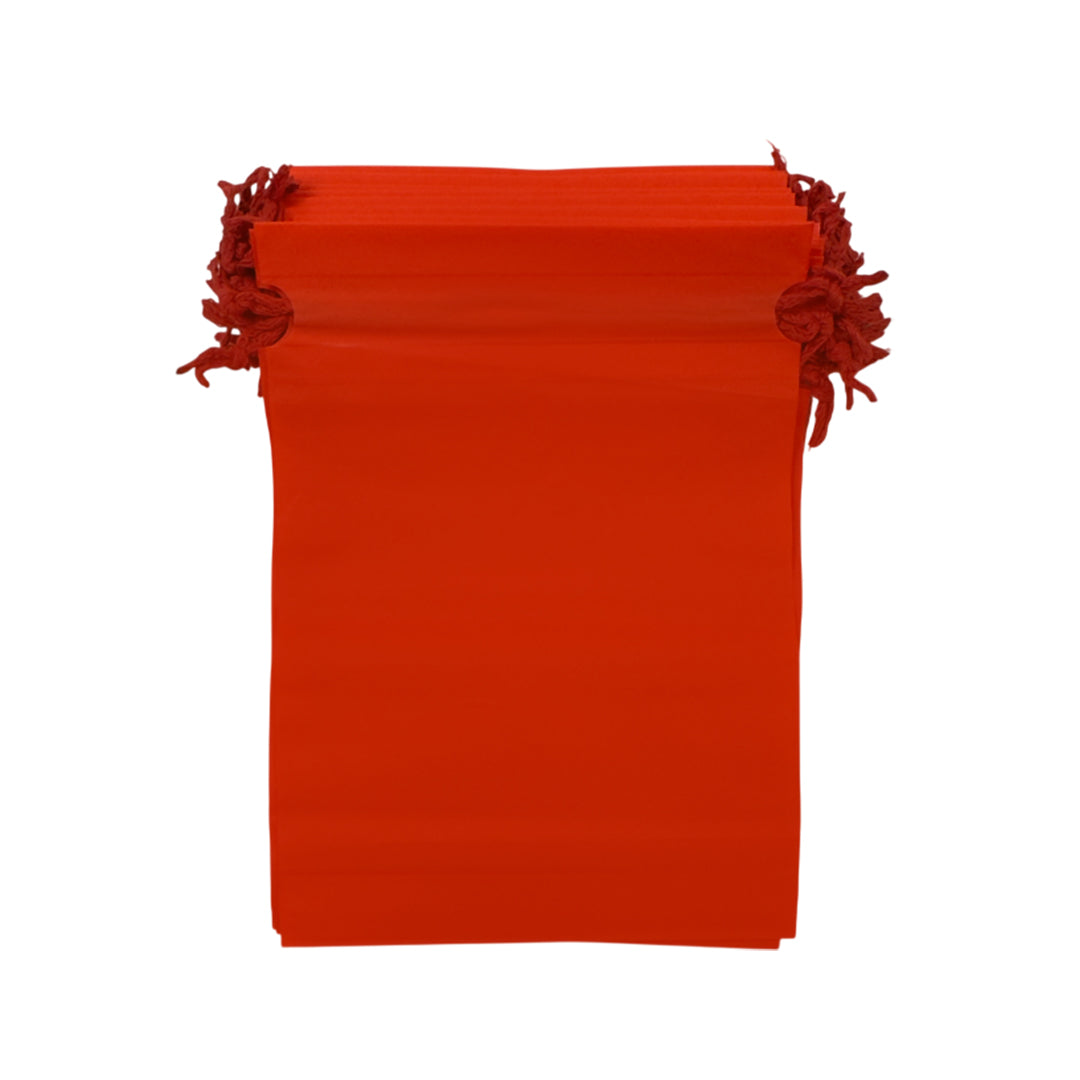 Pack of 25 Red Coloured 21x29cm PEVA Frosted Drawstring Bags