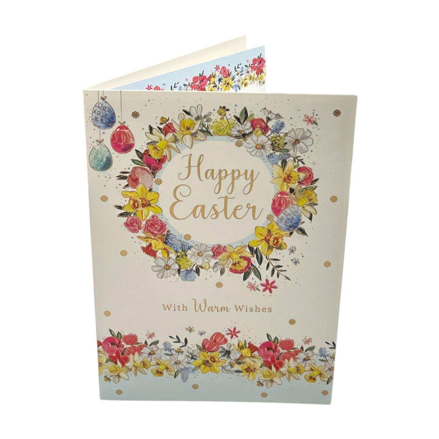 Spring Flower Wreath Design Warm Wishes Easter Card