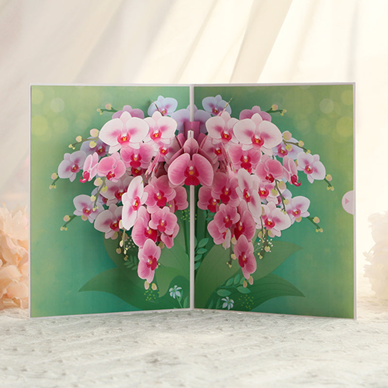 Orchid Elegance Floral 3D Pop Up Greeting Card