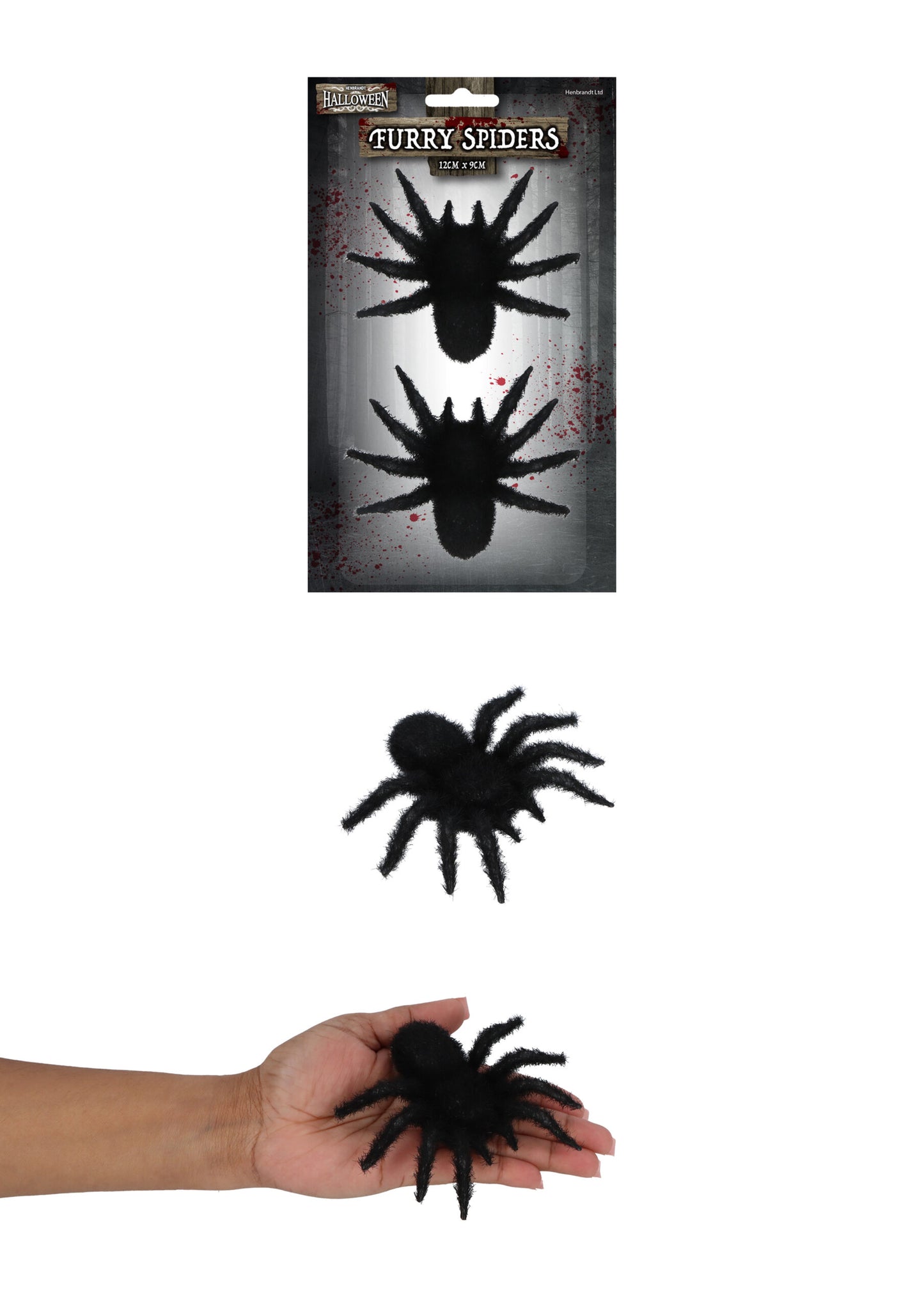 Pack of 2 Halloween Decoration Medium Furry Spiders