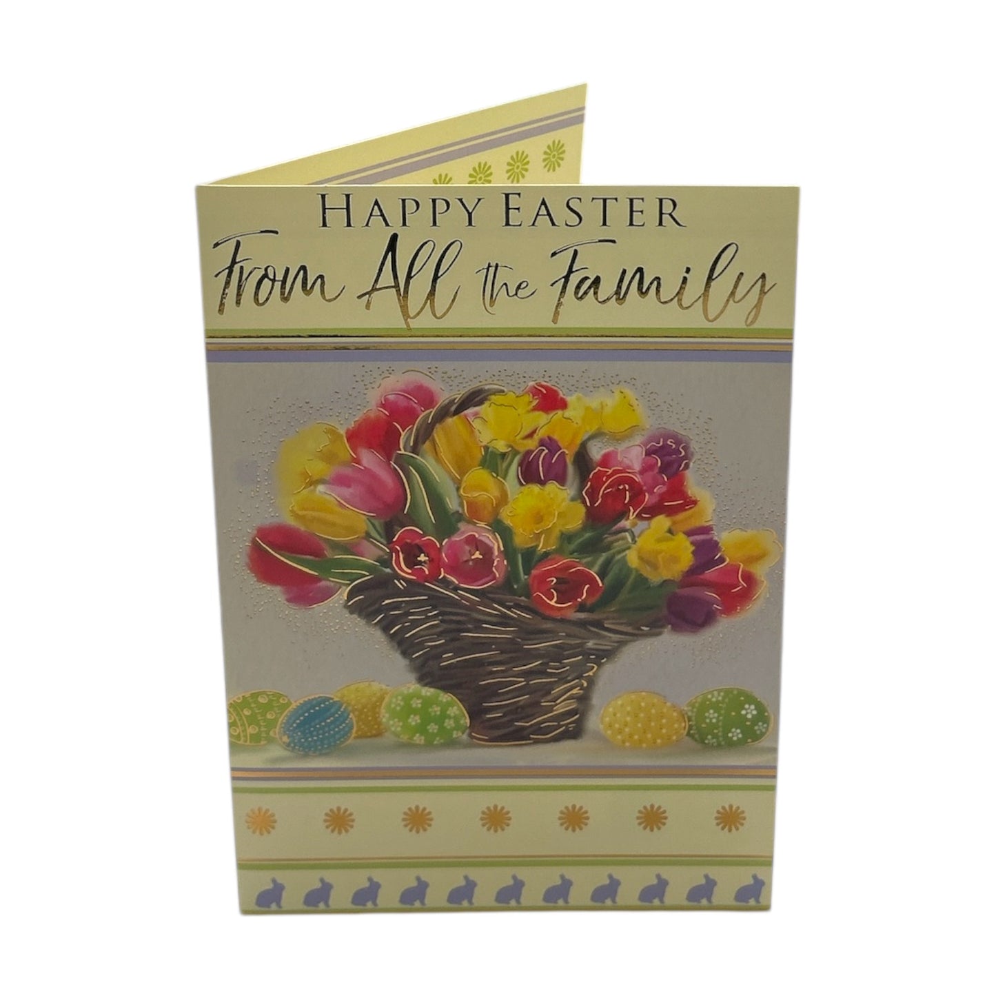 From All The Family Bucket of Flowers And Eggs Design Easter Card